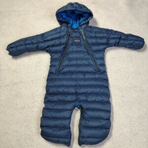 Patagonia Down Sweater Bunting Size 3M Blue‎ High Loft Onesie